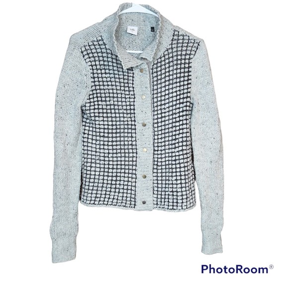 Cabi Square Stitch Gray Snap Front Cardigan Sweater Jacket Size XS - Picture 1 of 5